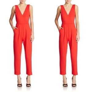 Red V-Neck Jumpsuit